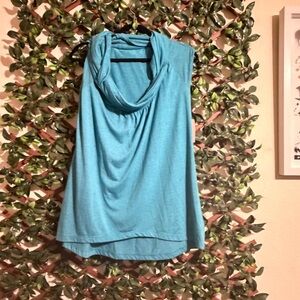 Deletta Teal Cowl Neck Blouse